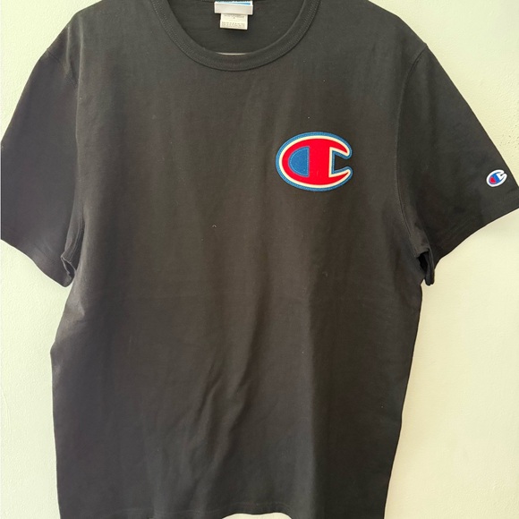 Champion Classic Black Tee with fuzzy logo  large - Picture 1 of 4